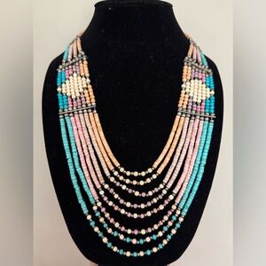 Boho Western Multi Strand Beaded Necklace